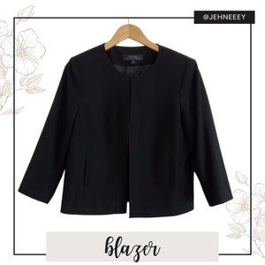 Tahari 3/4 Sleeve Open Front Black Blazer